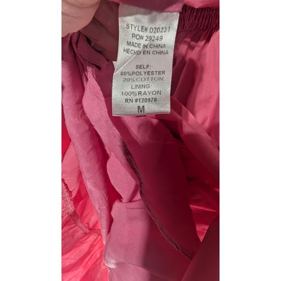 Entro Womens Pink Puff Sleeve Tiered‎ Mini Dress M Pink Smocked Bodice Coquette - Picture 5 of 8